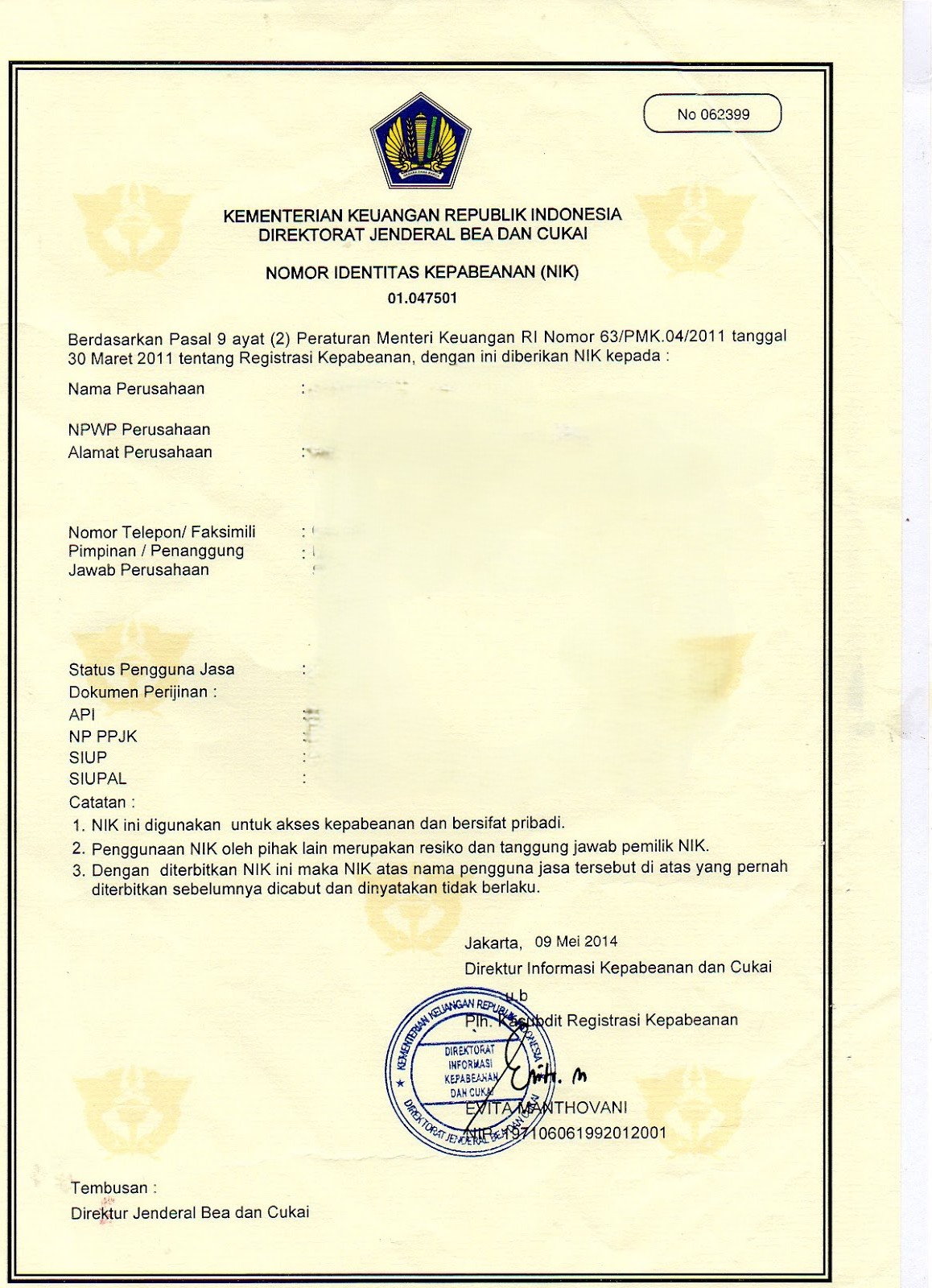 Export document